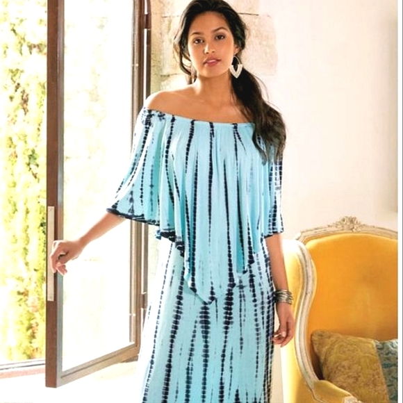 Soft Surroundings Dresses & Skirts - Soft Surroundings Maui Blue Bohemian Tie Dye Maxi Dress size large